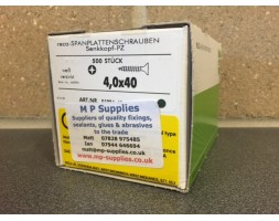 Screw zinc plated c/sunk pozi 4x40mm (per 500)